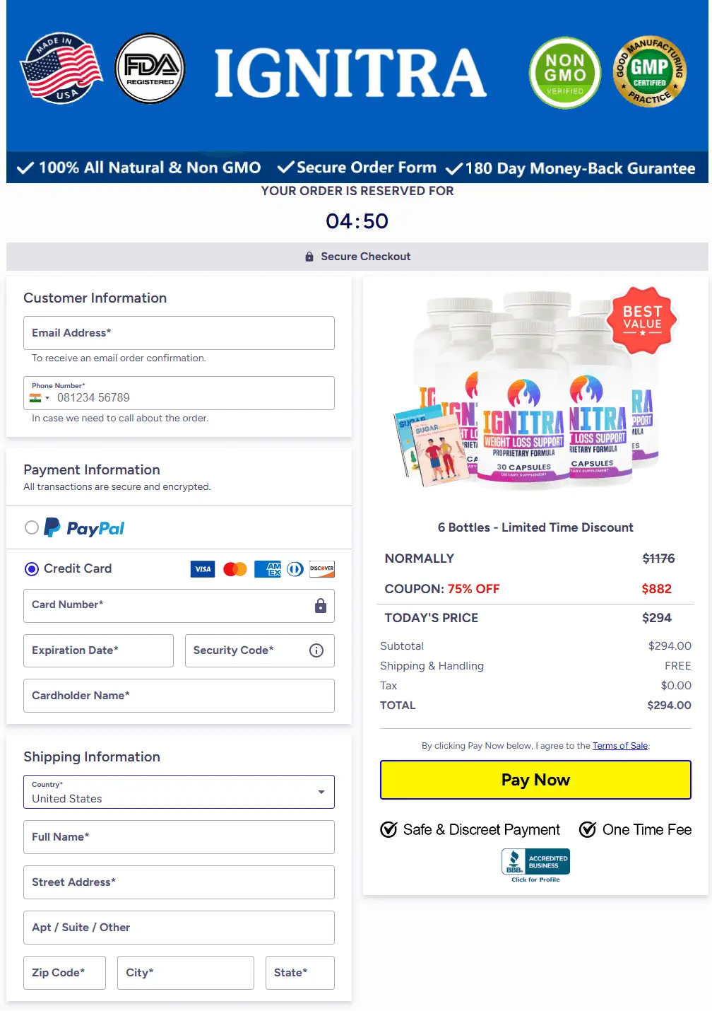 ignitra official website checkout page – secure online order process